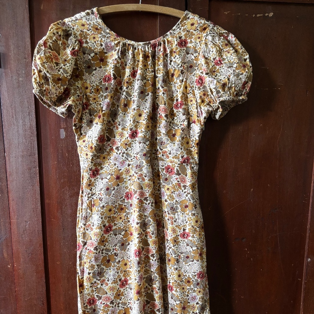 Madewell Puff Sleeve, Open Back, Midi Dress in Flora Field size 4